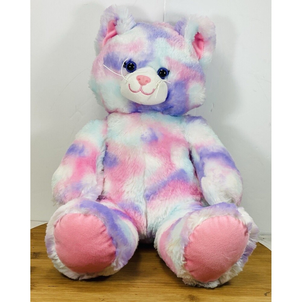Build A Bear Plush Pastel Swirl Tie-Dye Kitty Cat Pink Purple Blue 16 in